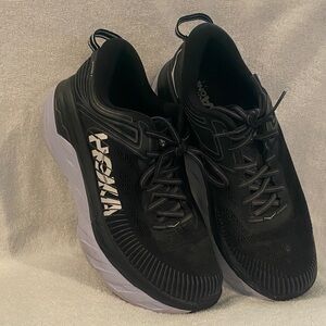 Hoka Black and White Athletic Shoes - one on one